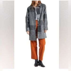 Brixton Gray Patchwork Wool-Blend Button Coat